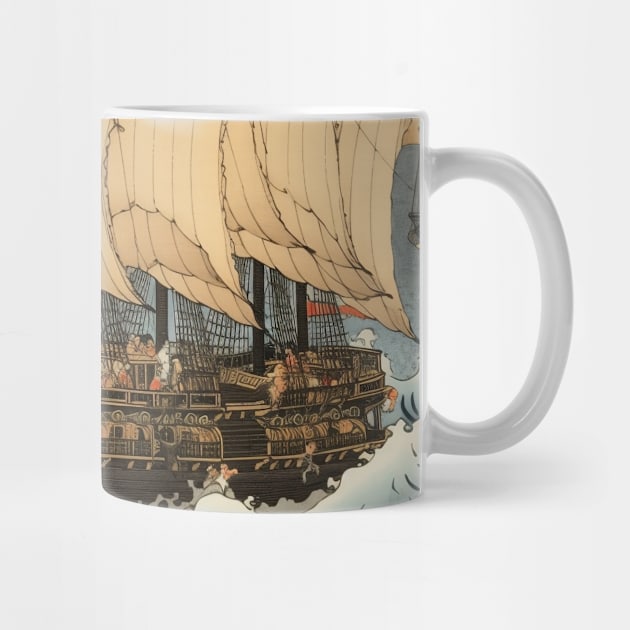 Europe Ship Ukiyo-E by WabiSabi Wonders